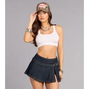Effortlessly Trendy Belted Denim Mini Skort