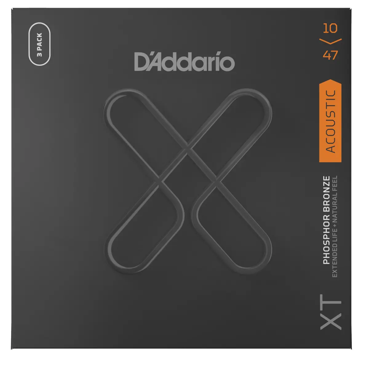 D'Addario XTAPB1047 XT Phosphor Bronze Acoustic Guitar String Set, Extra Light, 10-47 Gauge, 3-Pack