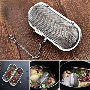 1PC Household Stainless Steel Cooking Spice Filler, Fine Mesh Loose Tea Filter, Multi-purpose Residue Filter, Filter Ball