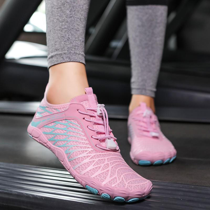 Women's Barefoot Water Shoes - Wide Toe Box, 0-Drop Sole, Non-Slip Outsole, Breathable, Lightweight Comfort Footwear for Gym Training, Summer Outdoor Activities, Women's Water Shoes, Aqua Water Shoes, Polyester