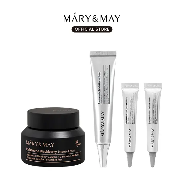 [Mary&May Official] Idebenone Blackberry Intense Cream + Tranexamic Acid+Glutathione Eye Cream Special Set