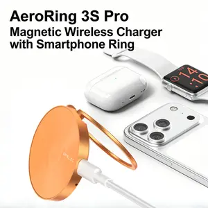 SPELEC AeroRing 3S Pro Magnetic Wireless Charger | 2-in-1 Smartphone Ring Holder & Charger for iPhone/Android/AirPods/Watch | Travel Friendly