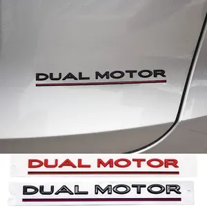 3D ABS Chrome Black Red Rear Trunk Badge Hight Performance Logo DUAL MOTOR Underlined Sticker Stylish For Tesla Model Y S X 3 Accessory