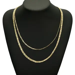 14K Gold-Plated Mariner Chain Men's Necklace 20/24 Inch Italian Cuban Link Chain, Anti-Oxidation Nano Coating, Hip-Hop Street Style, Minimalist Layering Jewelry, Men's Gift