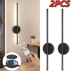 2-pack Charging Wall Lamps, 50cm/19.37 Inch Length, Black LED Wall Lamps, With Remote Control, Magnetic Installation, Suitable For Bedrooms, Living Rooms, Dining Rooms, Hallways, Indoor Mural Decoration Lamps, Home Decor Light