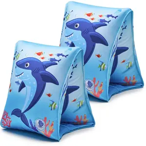 2 Pack Arm Floaties for Kids, Soft Fabric-Covered Inflatable Pool Floats, Learn-to-Swim Arm Bands for Boys Girls 3-5-6-12 Years