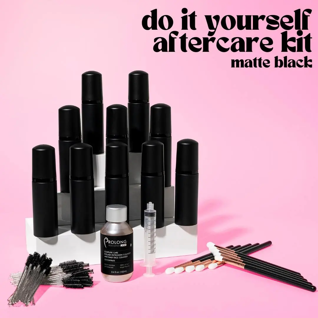 DIY Lash Cleanser Kit (10 or 20 Piece) Prolong Concentrate Matte Black Bottles 60ml