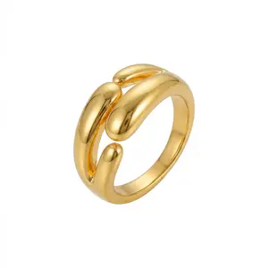 Sculptural Double-Band Open Ring– gold Plated