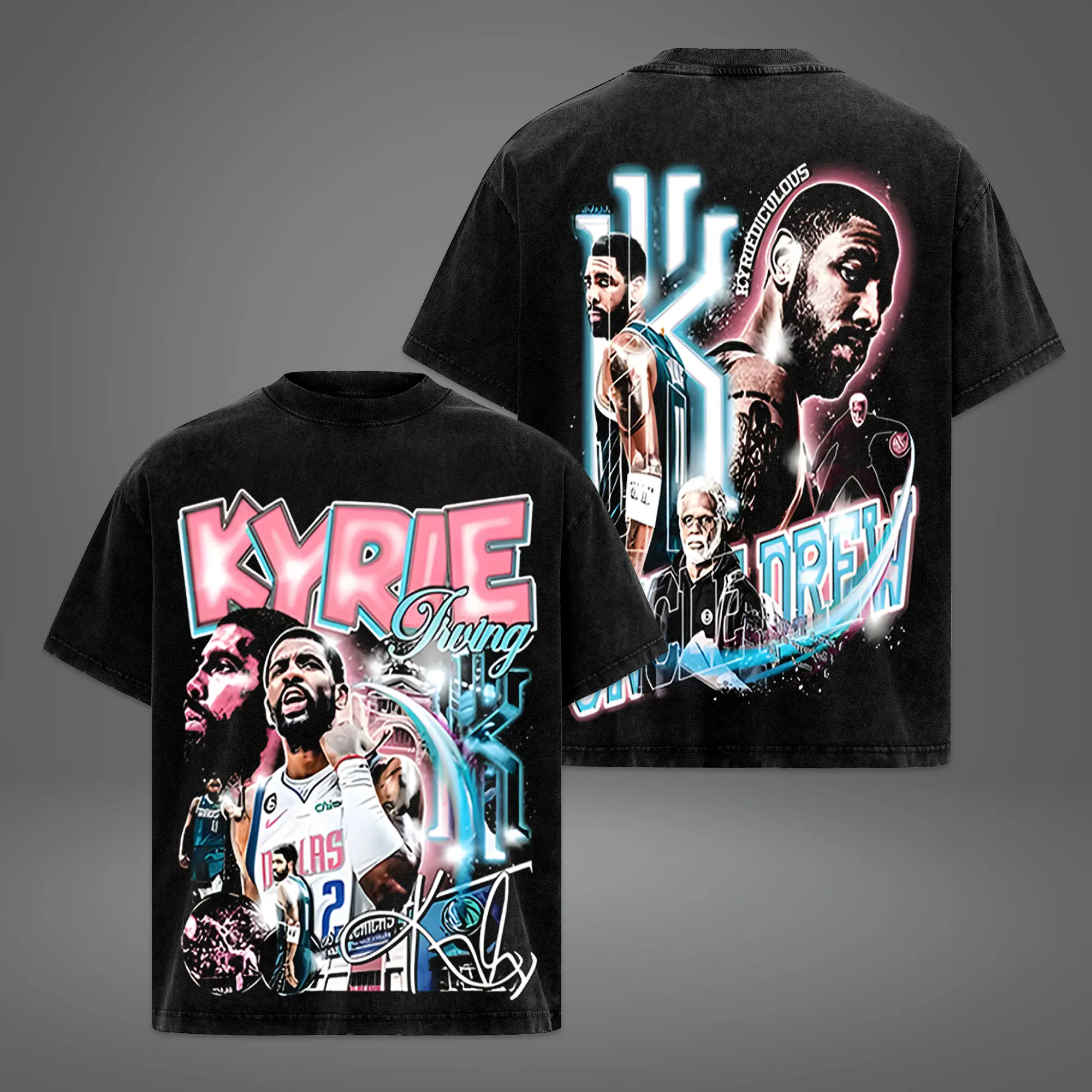 Vintage Acid Washed Kyrie Irving T-Shirt, Retro Bootleg Basketball Streetwear Shirt Fan Gear, Game Day Outfit, Gift For Basketball Fans