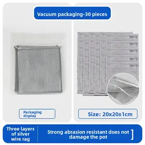 Premium Three-Layer Silver Dish Cloth Heavy Duty Non-Absorbent Dish Cloth for Greasy Pots and Stubborn Stains Durable Kitchen Cleaning Cloth Vacuum Sealed