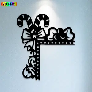 1pc Candy Cane & Bow Metal Wall Art,Candy Cane & Bow Statue Mural, Ideal Gift for Christmas, New Year, Holiday Decor Enthusiasts, Rust-Resistant Metal Wall Decor Wall Sculptures, Perfect for Living Room Wall & Garden Fence, Festive Home Decor