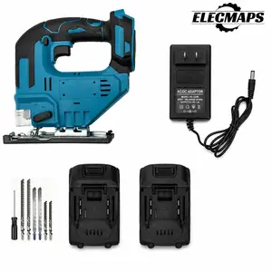 ELECMAPS Cordless Electric Jigsaw ; Supports Straight, Curved, Bevel & Circular Cutting, 0°-45° Bevel Angle, Portable, Sturdy & Durable Construction, Streamlined Tool Design, Suitable For Cutting Wood, Metal & Plastic; DIY Project Power Tools