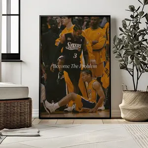Allen Iverson Poster  Become The Problem Step Over Wall Art, Iconic 76ers Basketball Print For Gyms, Offices & Sports Room Decor