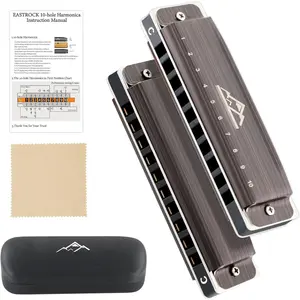 Harmonica, Blues Harmonica Mouth Organ 10 Hole C Key with Case, Diatonic Harmonica for Professional Player, Beginner, Students, Adult, , Gifts(Brushed Metal)
