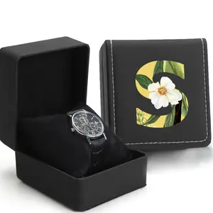 Single Watch Gift Box with Pillow, PU Wristwatch Display Case Organizer for Men, Clamshell Design, Ideal for Gifts & Collections