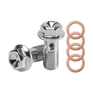 Stainless Steel M10 x 1.25 Motorcycle Banjo Bolts - Brake Master Cylinder Screws, Brake Hose Caliper Bolts, Hydraulic Clutch Screws