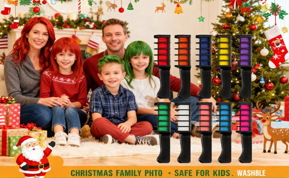 10-Color Hair Chalk Comb Set| Vibrant Temporary Hair Dye for Parties/Cosplay Safe Washable Highlight Powder Pencil  Easy DIY Hair Color Kit for Kids/Teens/Adults| Quick Styling for Halloween, Wedding, TikTok Trends Haircare Daily Glossy