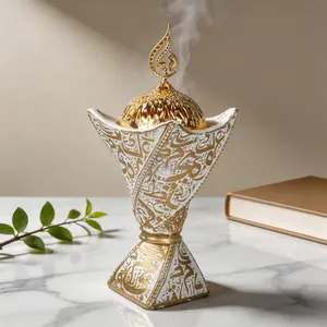 Arabic Text Relief Incense Burner, Ramadan Bukhoor Burner, Home Wedding Valentine Gift, Resin Decorative Ornament, Yoga Meditation Aromatherapy, Incense Holder