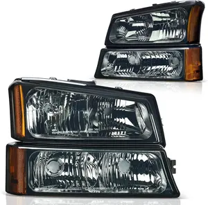 YITAMOTOR Headlight Assembly Compatible with 2003 2004 2005 2006 Chevy Silverado Chevrolet Avalanche Smoke Lens