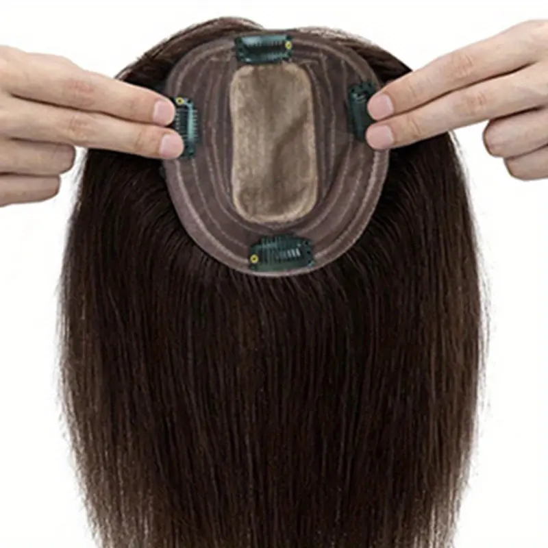 Human Hair Clip-In Topper, Glueless Integrated Top Piece, 6-8 Inch Length Hot New Real Toppers for Women - Natural Look Clip-In Top  main image 3
