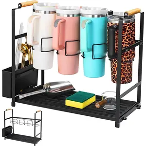 Water Bottle Organizer Rack for Stanley Cup 40oz Tumbler with Handle, Multifunction Pantry Kitchen Cabinet Organizers and Storage Holder for Stanley Cup Accessories Kitchen Utensils (1 Pack)