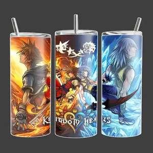 Kingdom Hearts Sora Riku Awakening Hearts Stainless Steel Insulated Tumbler 20oz/40oz With Straw Lid Included, 40oz Handle Option