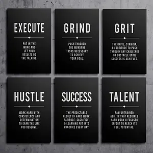 6 Piece Inspirational Wall Art, Motivational Posters, Modern Minimalist Home Decor, Living Room, Dining Room, Kitchen, Bedroom, Moving Gift, Frameless