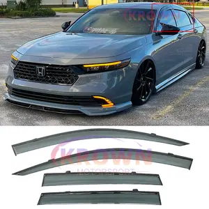 FITS 2023+ HONDA ACCORD JDM SMOKE TINTED WINDOW VISOR CLIP-ON RAIN GUARD W/ BLACK TRIM
