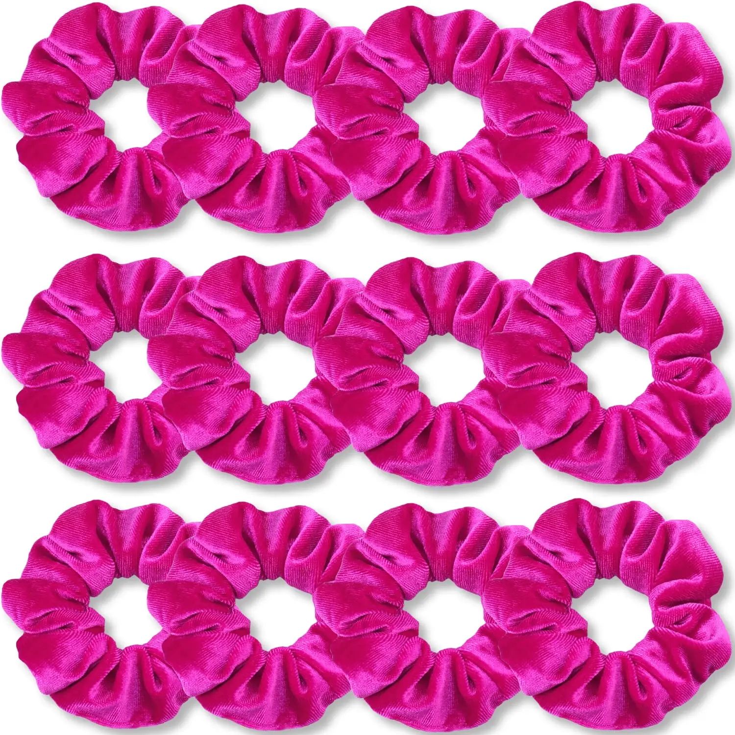 Hot  Scrunchies,   Soft Hair Scrunchy, Solid Colors Thick Elastic Bands, Hair Accessories for Women and Girls, 12 Pack