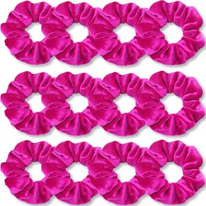Hot  Scrunchies,   Soft Hair Scrunchy, Solid Colors Thick Elastic Bands, Hair Accessories for Women and Girls, 12 Pack