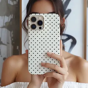 Polka Dot Phone Case iPhone 17e 17 16e 16 15 14 13 12 11 MagSafe Samsung Galaxy S26 S25 S24 S23 S22 S21 Pixel 10 9 black and white gift idea