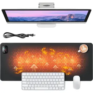L-HUP001  Heated Mouse Pad, Warm Desk Pad,Heated Large Desk Mat with 3 Levels Heating,Gaming Mouse Pad Foot Warmer Pad for Home Office(Upgrade Version,Black,31.5" x 13")