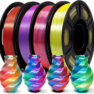 3D Pla Filament 1.75mm Bundle, Tricolor 3D Printer Material Set, Silk Pla Material Set, 3D Printing Pen Pla Material, Dimensional Accuracy +/-0.02mm, 250g X 4 Spools