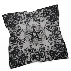 Black Lace Pentagram Women's Scarf, Witchy Clothing Pentagon Wrap, Occult Gothic Clothing, Fun Witchcore Witchy Stuff for the Holiday Season!