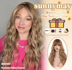 sunnymay 24 Inches Layered Cut Women Fashion Synthetic Wig 「BRIDGET Nantucket Salted Caramel」 Curly Blonde Synthetic Lace Front Wig glueless wigs deep wave wigs headband wigs chocolate brown wig wigs for women