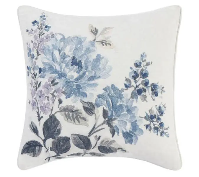 Laura Ashley Ch loe Cottage Blu e 16" X 16" Squ are Pillow