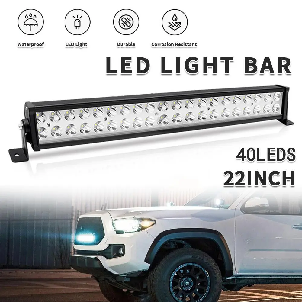 22in 60W Dual Row Spot-Flood Combo LED Truck Lightbar, Offroad Car Lighting Accessory for 4WD Vehicles, LED Truck Pickup & Car Lights Upgrade Part