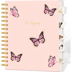 Cute Spiral Notebooks for Women with Dividers Tabs Hardcover 5 Subject Notebook College Ruled 7 x 8.5 Journal Notebooks for  Work Note Taking,