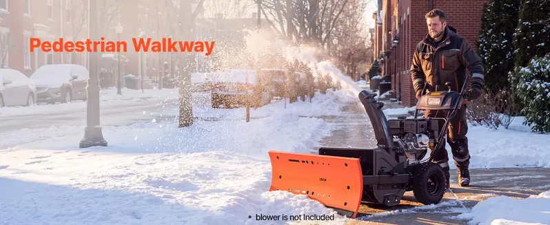 【toolupgrade】VEVOR Universal Snow Plow Kit, 22-32 in Width Adjustable Attachment for Most Snowblowers, Dual-Mode Op., Quick Detach, Foldable Steel Blade, Efficient Clearing, Black