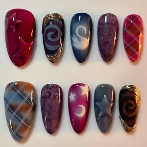 Press-On Nails, Handmade Press On 24-Piece Set, Design, European Style Nail Art, Easy Application, Durable Wearable Manicure Kit, Nail Extensions, Fake Nails