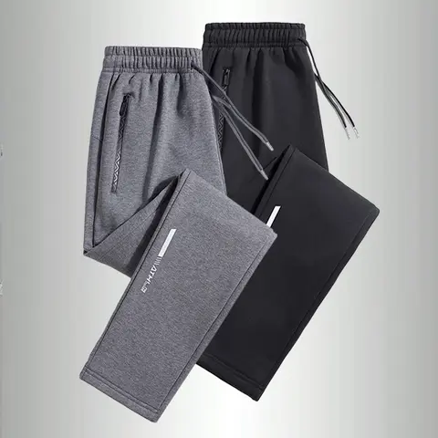 Men's 2-Piece Thin Athleisure Pants - Spring & Autumn Straight-Leg Casual Trousers with Printed Light Strips, Zip-Secure Pockets, Modern Design, Machine Washable for Jogging, Errands, and Couch