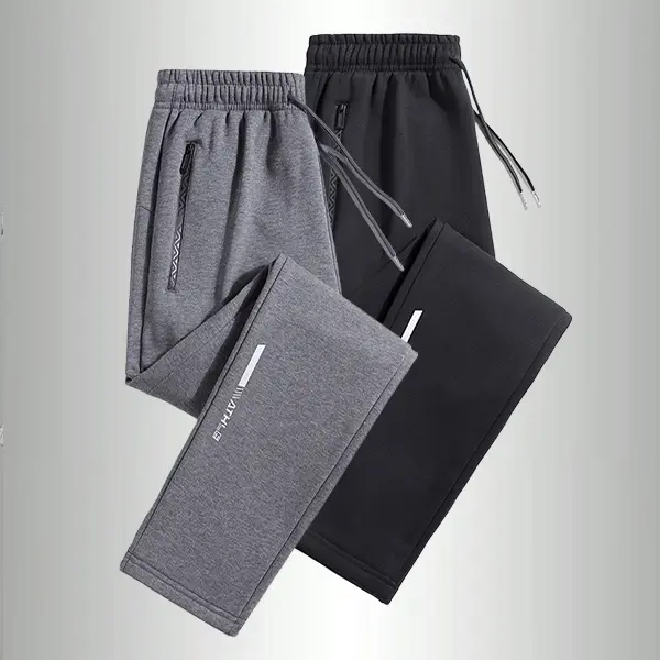 Men's 2-Piece Thin Athletic Pants Set - Menswear, Spring & Autumn Straight-Leg Stylish Casual Trousers with Printed Light Strips, Zipper-Secure Pockets, Modern Design, Machine Washable for Jogging, Errands