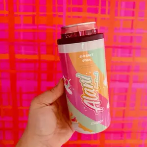 Alani Nu Slim Can Cooler Holders Drinkware - Sherbet Swirl Flavor - Energy Boosting Beverage Container
