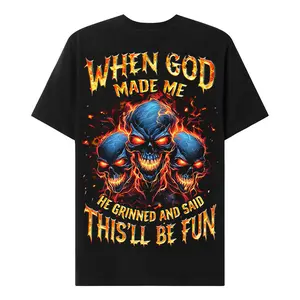 Chaosmoda Generation X When God Made Me Custom Year Skull T-shirt Crewneck Breathable