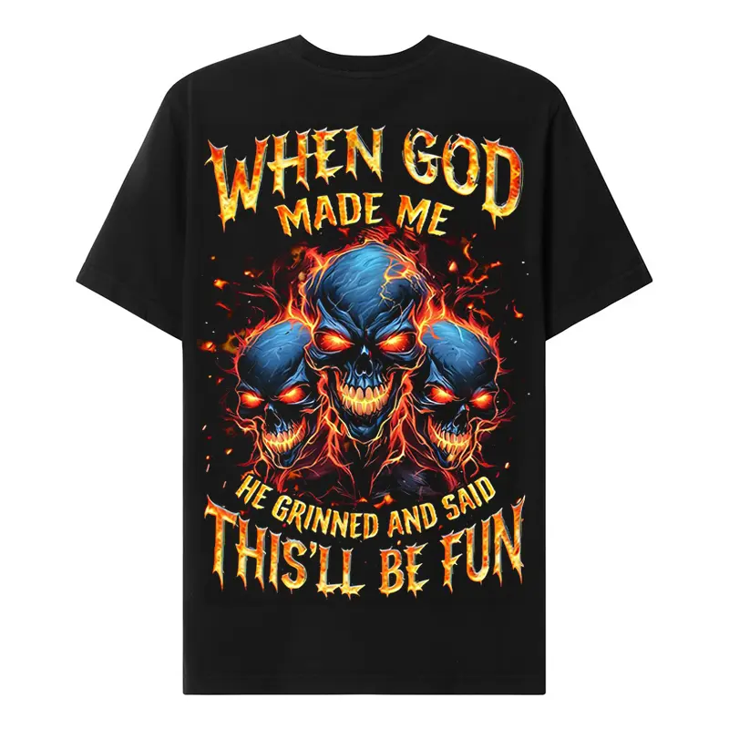 Chaosmoda Generation X When God Made Me Custom Year Skull T-shirt Crewneck Breathable
