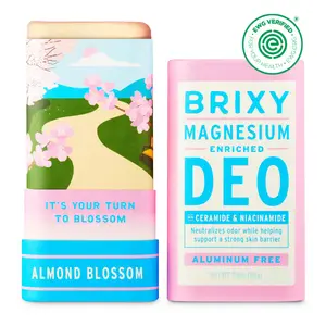 BRIXY Magnesium Enriched Deodorant With Skin Barrier Support, Ceramide & Niacinamide, Odor Control, Aluminum Free, Vegan, Plastic Free, EWG Verified, Lightly Scented