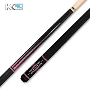 Koda Black and Pink Morocota Points Billiards Cue - Black Irish Linen Wrap for Bold Look, Snug Grip