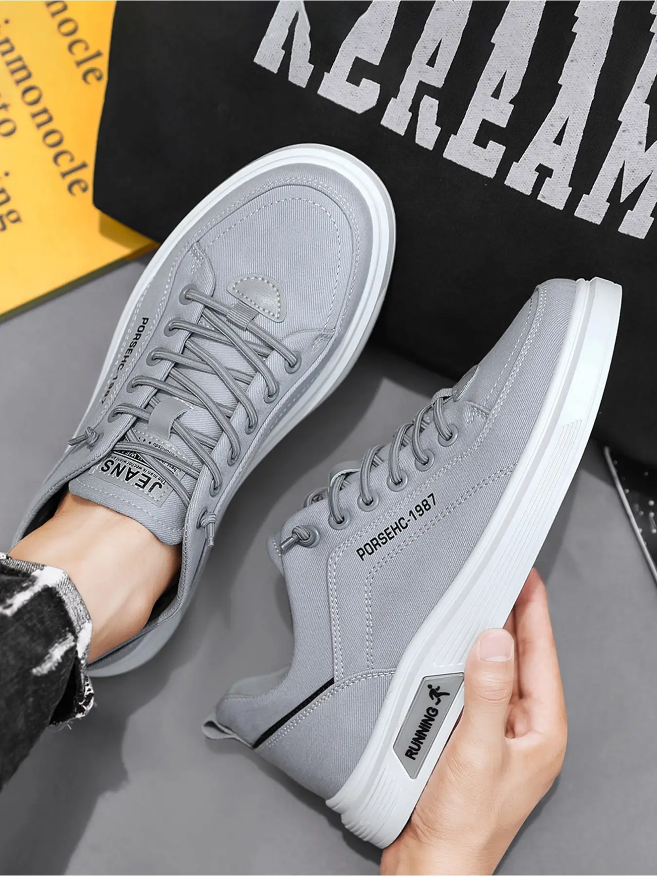 Men's Low-Top Casual Sports Shoes, Sneaker, Trainer, Leather Upper, Waterproof, Soft Sole, Fall Fashion Choice, All-Season Board Shoes