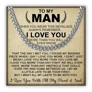 To My Man Cuban Chain Necklace, Husband Necklace from Wife, Necklace for Boyfriend, Mens Cuban Chain Necklace for Fiance, Men Necklaces for Him, Gifts for Men, Birthday Gifts for Boyfriend Husband