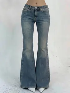 Women's Four-Season Slim-Fit Jeans, Casual Plain Design, Stretchy Micro-Rise Denim Jeans, Versatile Daily Wear, Office Friendly